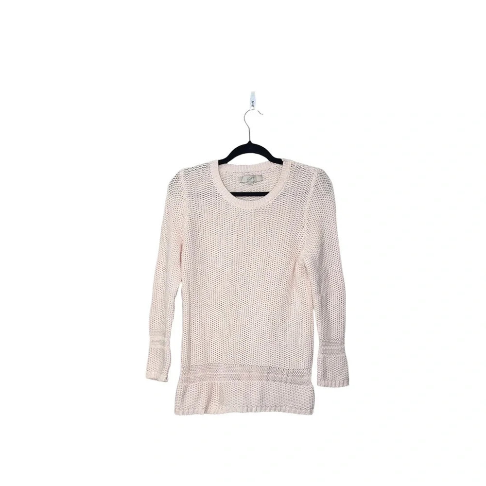 Ann Taylor LOFT 100% Cotton Light Pink Knit Tunic Sweater Large Women’s